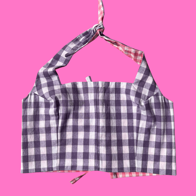 Crop top reversible "Double vichy" - M