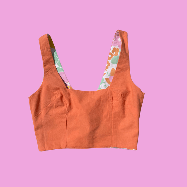 Crop top reversible "Fleur pastel" - XS/S