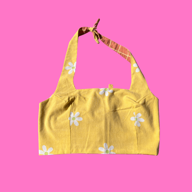 Crop top reversible "Carrelage de mamie" - M
