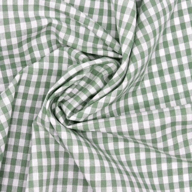 Vichy vert sauge/fleurs