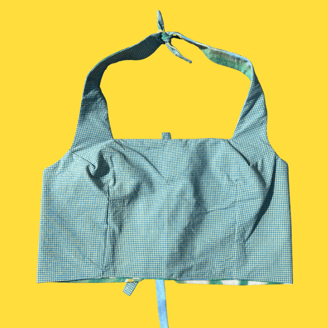 Crop top reversible "Rideaux de mamie" - M