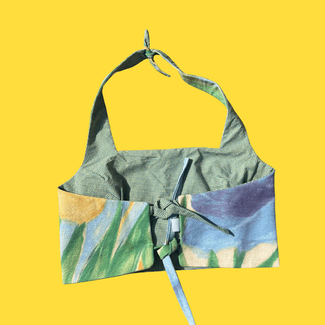Crop top reversible "Rideaux de mamie" - M