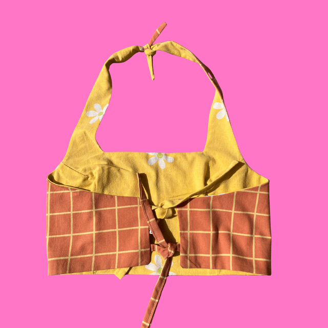 Crop top reversible "Carrelage de mamie" - M