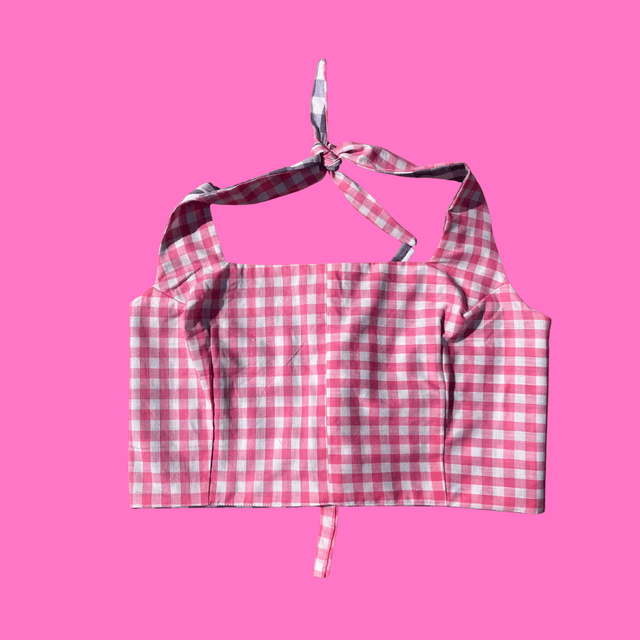 Crop top reversible "Double vichy" - M