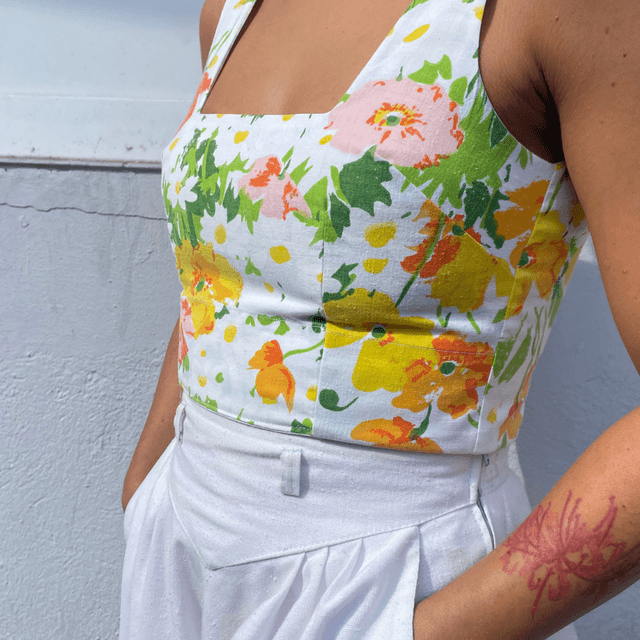 Crop top reversible &quot;Mimi vichy&quot; - XS/S