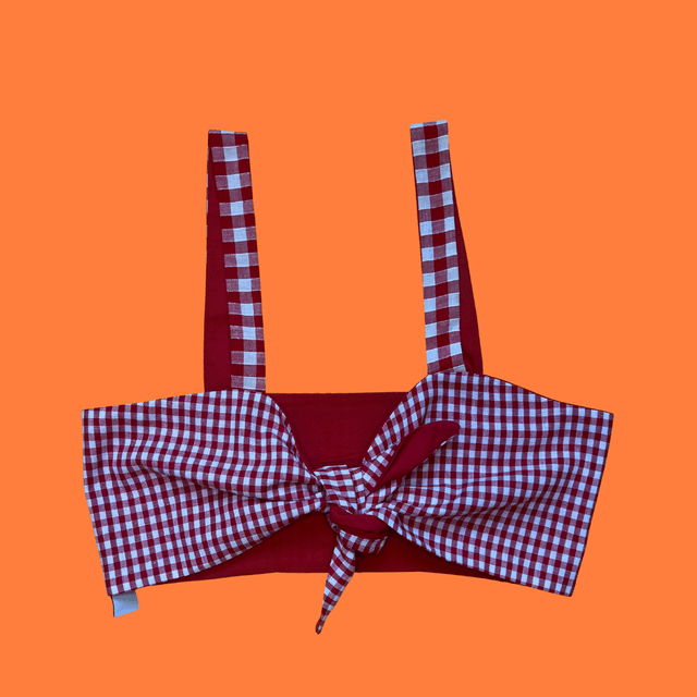 Crop top Papillon &quot;vichy rouge&quot; - XS/S/M