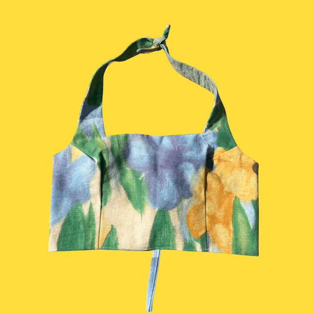 Crop top reversible &quot;Rideaux de mamie&quot; - M
