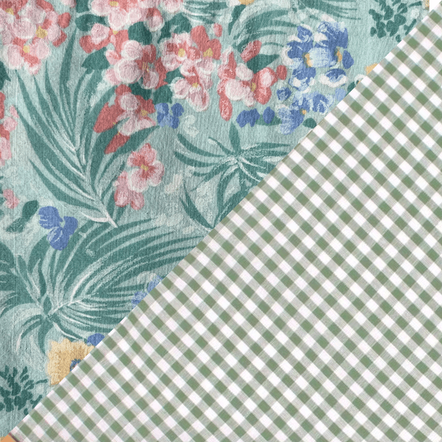 Vichy vert sauge/fleurs