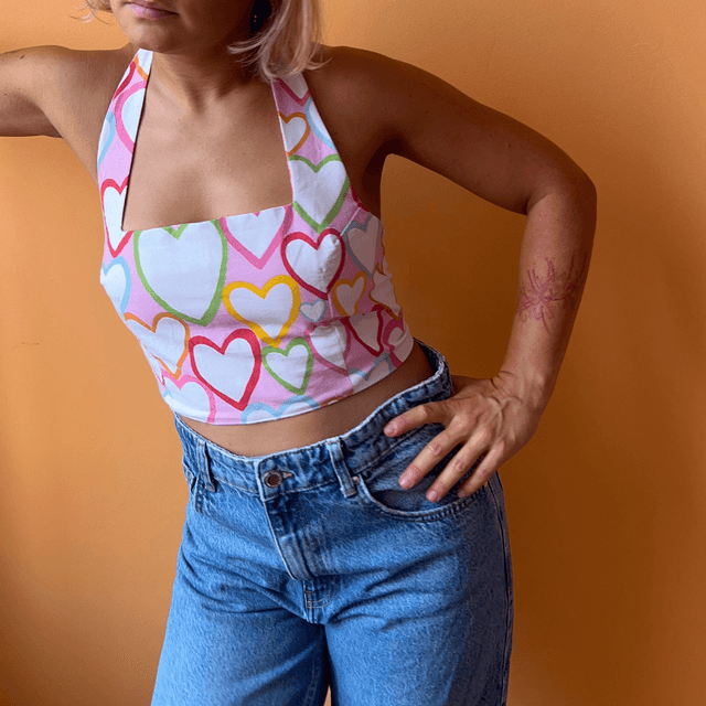 Crop top reversible &quot;Coup de foudre&quot; - M