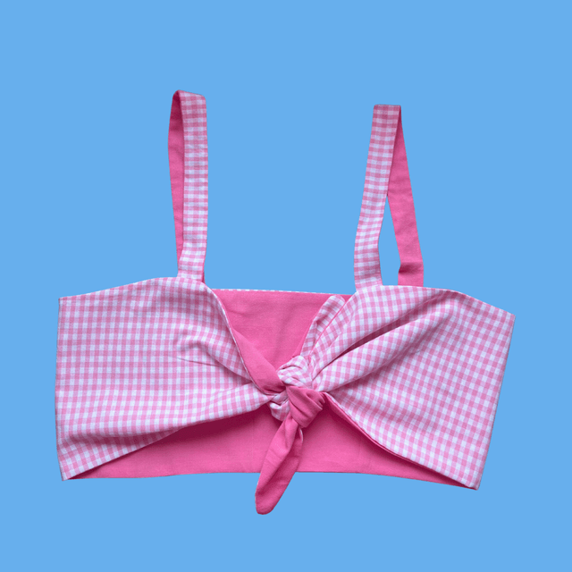 Crop top Papillon &quot;vichy Rose&quot; - L/XL/XXL