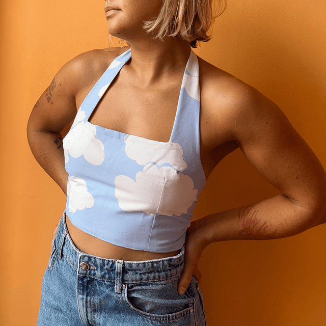 Crop top reversible &quot;Sur un nuage&quot; - M