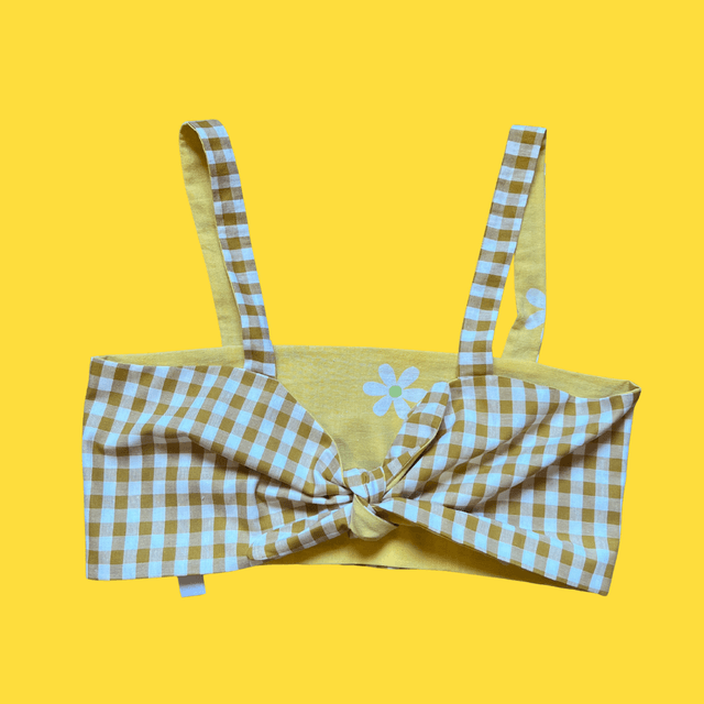 Crop top Papillon &quot;vichy moutarde&quot; - L/XL/XXL